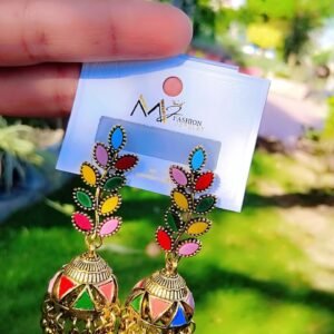 Leaf Style Golden Jhumki