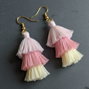 Triple Layer Pink Ombre Tassel Earrings