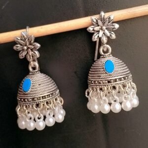 Silver Pearl Jhumka Earrings