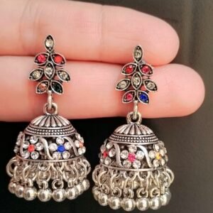 Golden & Silver Stone Jhumki