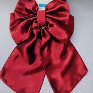 Handmade Maroon Satin Hair Bow Clip – Elegant Alligator Pin Bow for Girls