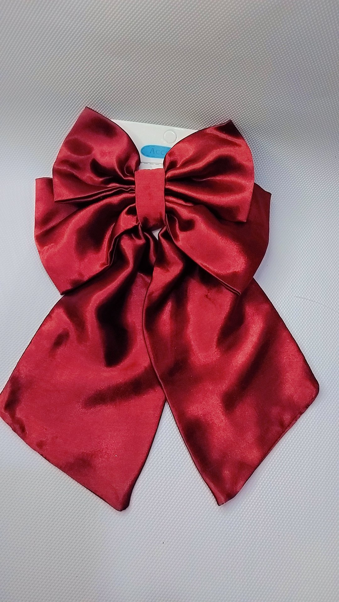 Handmade Maroon Satin Hair Bow Clip – Elegant Alligator Pin Bow for Girls