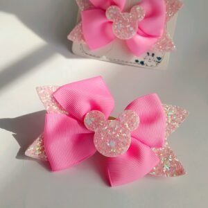Minnie Mouse Pink and Pink Glitter Hair Clip
